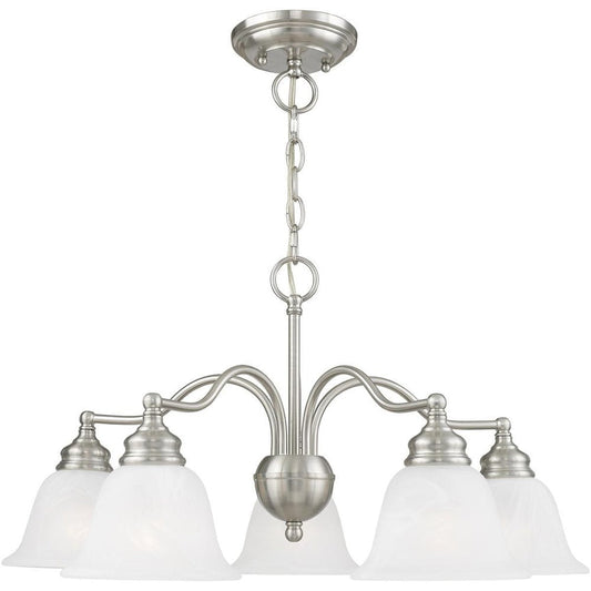 Nickel Five Light Metal Dimmable Chandelier With Shades HomeRoots