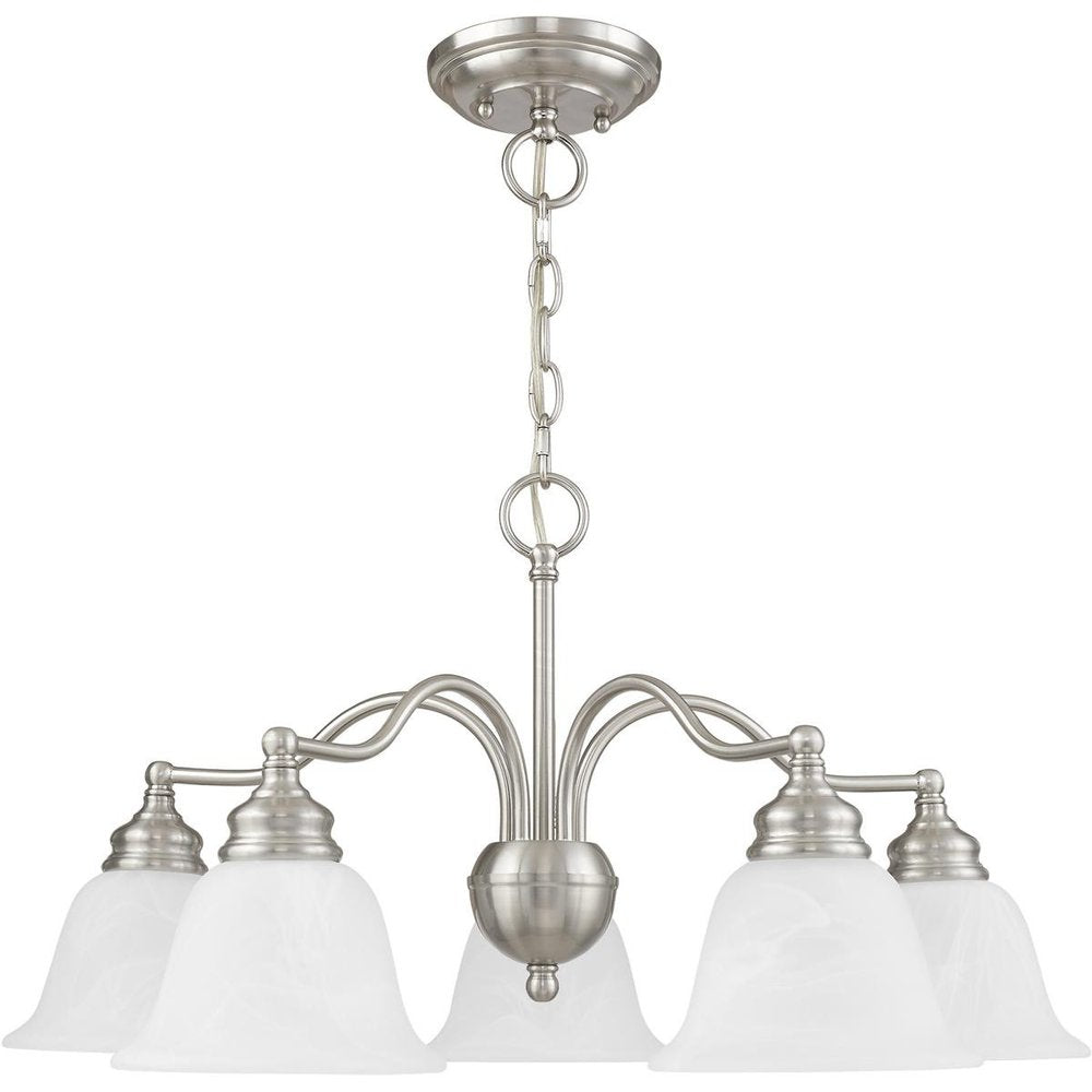 Nickel Five Light Metal Dimmable Chandelier With Shades HomeRoots