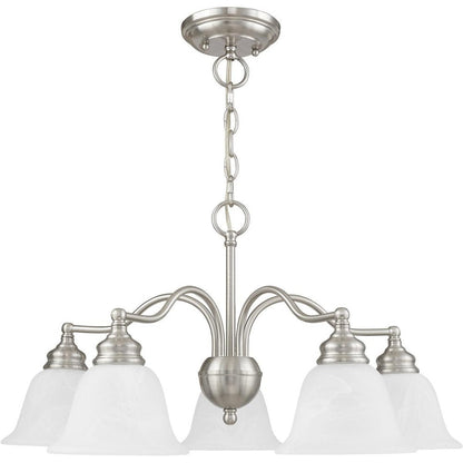 Nickel Five Light Metal Dimmable Chandelier With Shades HomeRoots