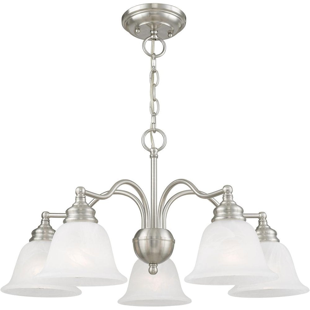 Nickel Five Light Metal Dimmable Chandelier With Shades HomeRoots