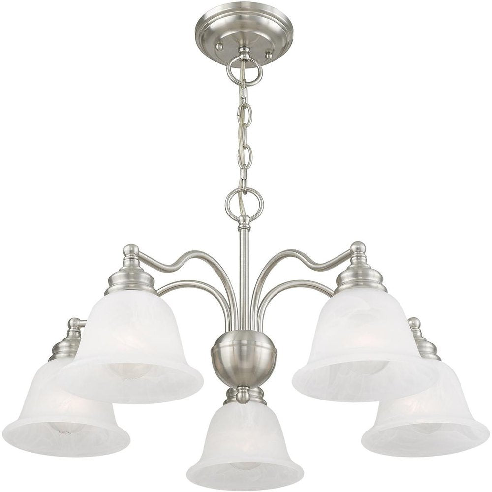 Nickel Five Light Metal Dimmable Chandelier With Shades HomeRoots
