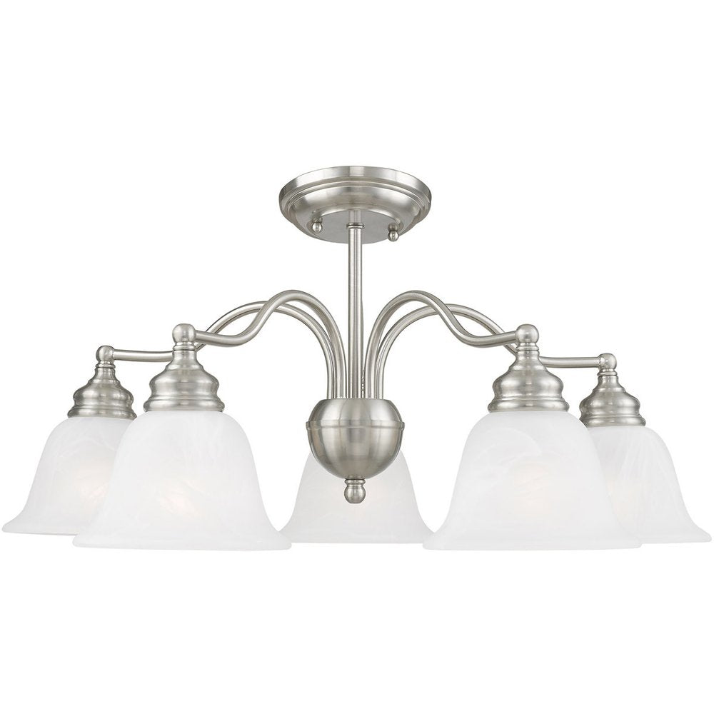 Nickel Five Light Metal Dimmable Chandelier With Shades HomeRoots