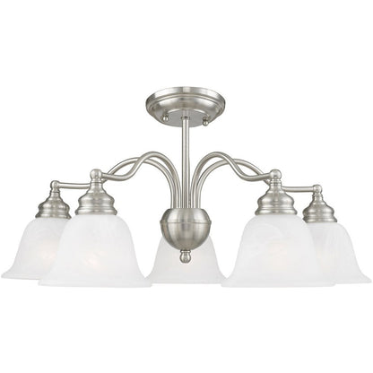 Nickel Five Light Metal Dimmable Chandelier With Shades HomeRoots