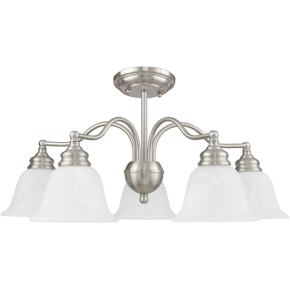 Nickel Five Light Metal Dimmable Chandelier With Shades HomeRoots