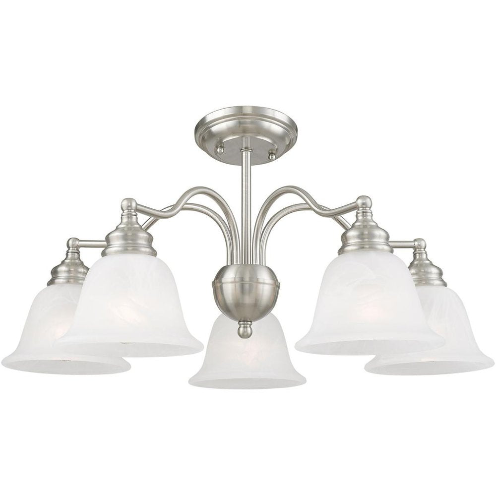 Nickel Five Light Metal Dimmable Chandelier With Shades HomeRoots