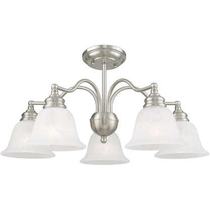 Nickel Five Light Metal Dimmable Chandelier With Shades HomeRoots