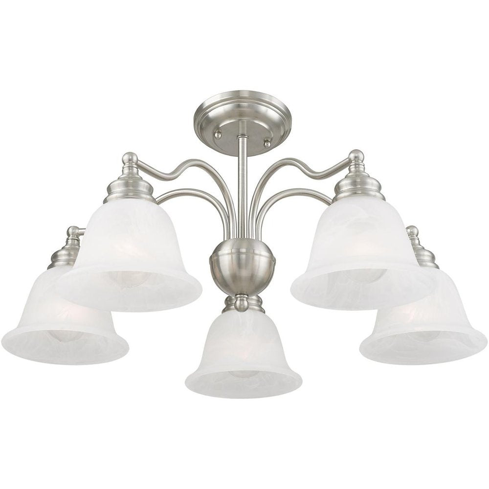 Nickel Five Light Metal Dimmable Chandelier With Shades HomeRoots