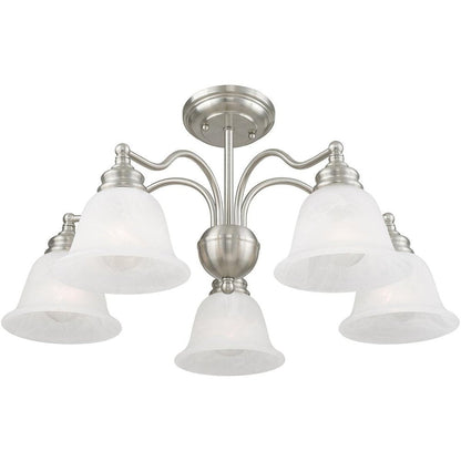 Nickel Five Light Metal Dimmable Chandelier With Shades HomeRoots