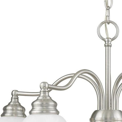 Nickel Five Light Metal Dimmable Chandelier With Shades HomeRoots