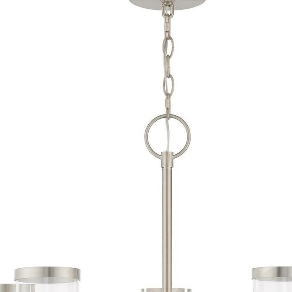 Nickel Five Light Metal Dimmable Chandelier With Shades HomeRoots