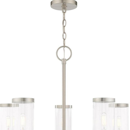 Nickel Five Light Metal Dimmable Chandelier With Shades HomeRoots