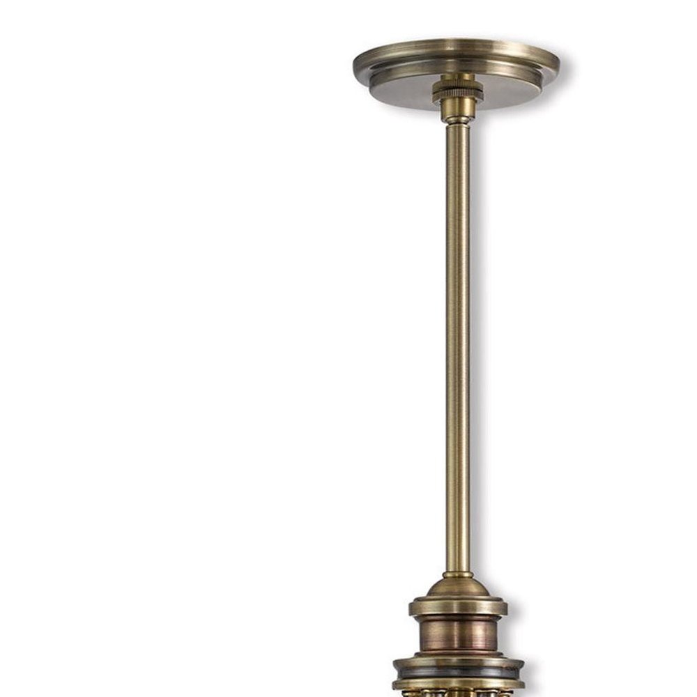 Antiqued Brass Five Light Metal Dimmable Chandelier With Shades HomeRoots