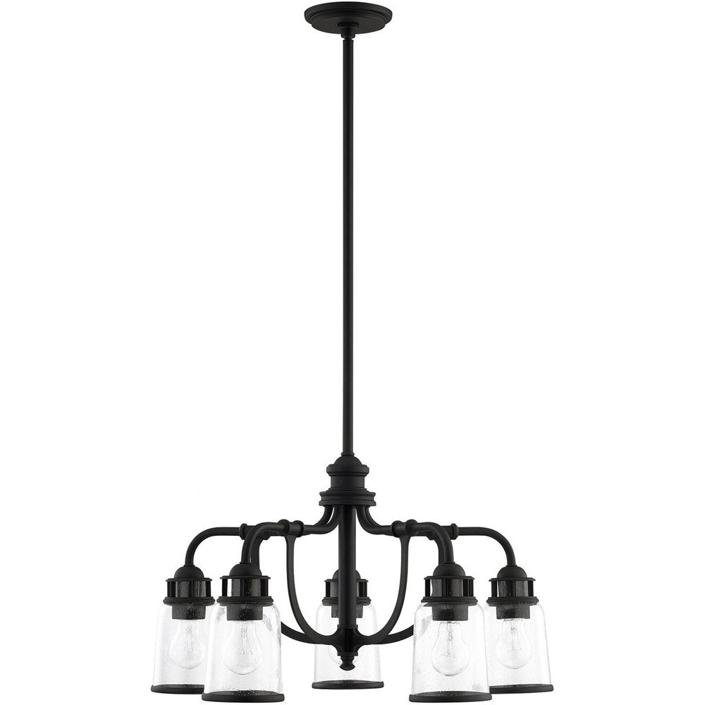 Black Five Light Metal Dimmable Chandelier With Shades HomeRoots