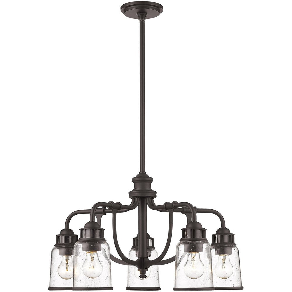 Bronze Five Light Metal Dimmable Chandelier With Shades HomeRoots