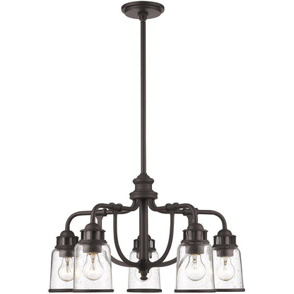 Bronze Five Light Metal Dimmable Chandelier With Shades HomeRoots