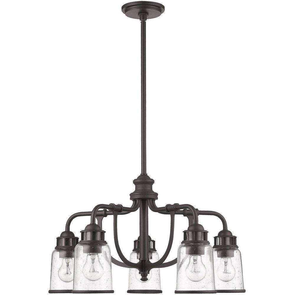 Bronze Five Light Metal Dimmable Chandelier With Shades HomeRoots