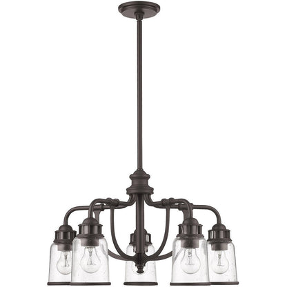 Bronze Five Light Metal Dimmable Chandelier With Shades HomeRoots