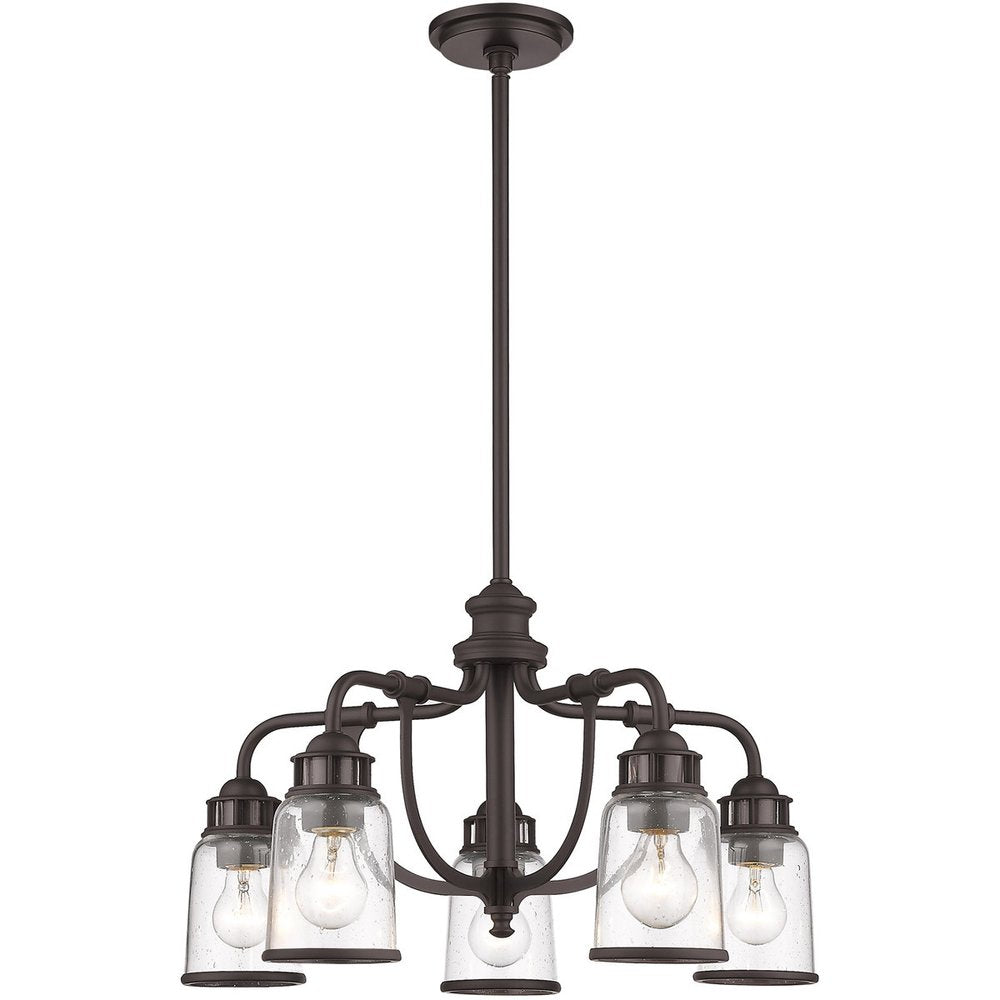 Bronze Five Light Metal Dimmable Chandelier With Shades HomeRoots