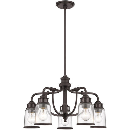 Bronze Five Light Metal Dimmable Chandelier With Shades HomeRoots