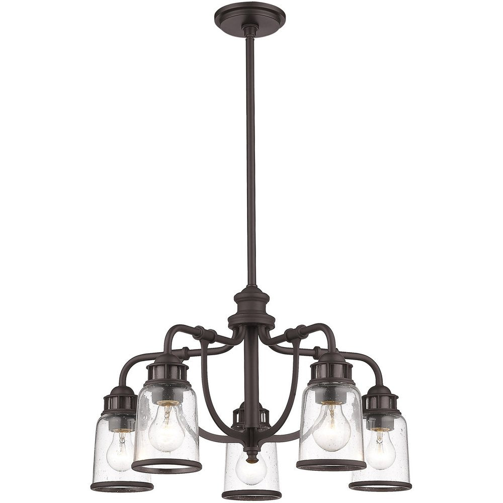 Bronze Five Light Metal Dimmable Chandelier With Shades HomeRoots