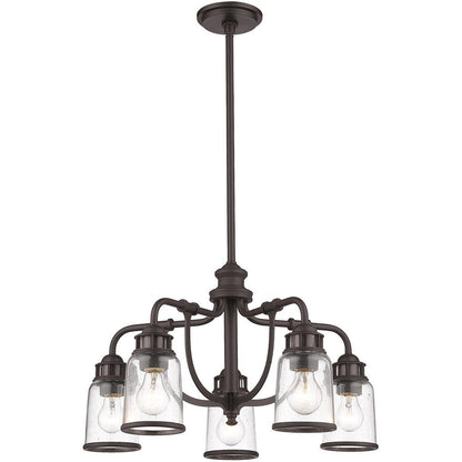 Bronze Five Light Metal Dimmable Chandelier With Shades HomeRoots