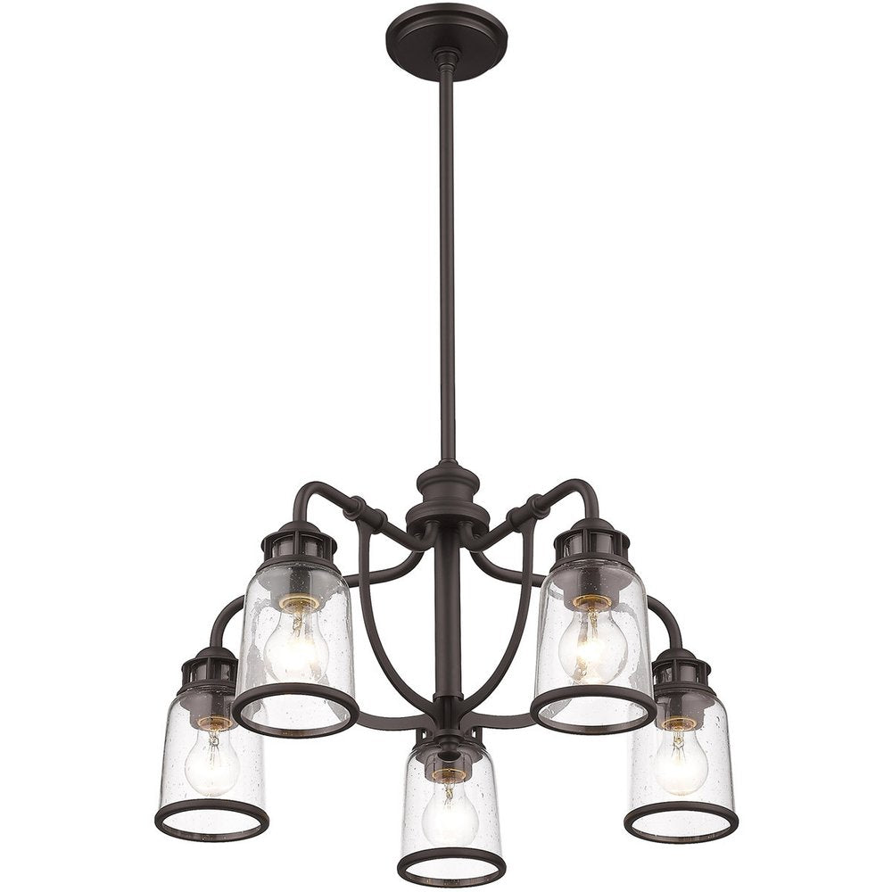 Bronze Five Light Metal Dimmable Chandelier With Shades HomeRoots