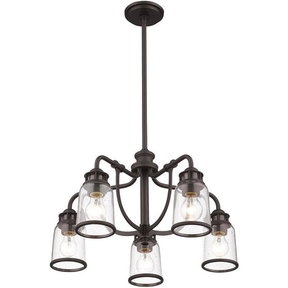 Bronze Five Light Metal Dimmable Chandelier With Shades HomeRoots