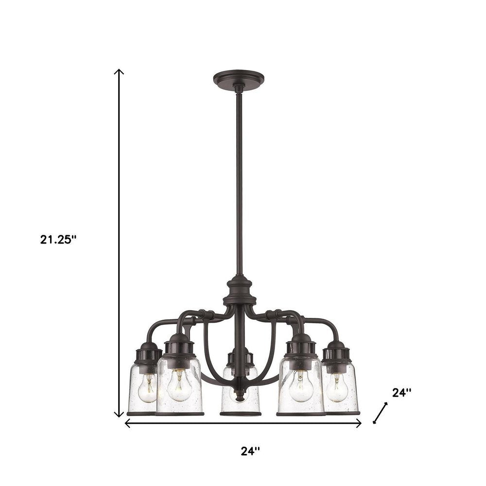 Bronze Five Light Metal Dimmable Chandelier With Shades HomeRoots