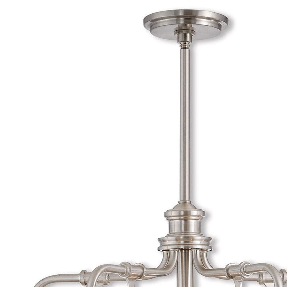 Nickel Five Light Metal Dimmable Chandelier With Shades HomeRoots