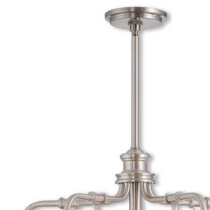 Nickel Five Light Metal Dimmable Chandelier With Shades HomeRoots
