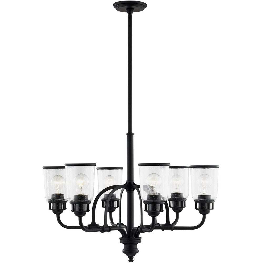 Black Six Light Metal Dimmable Chandelier With Shades HomeRoots