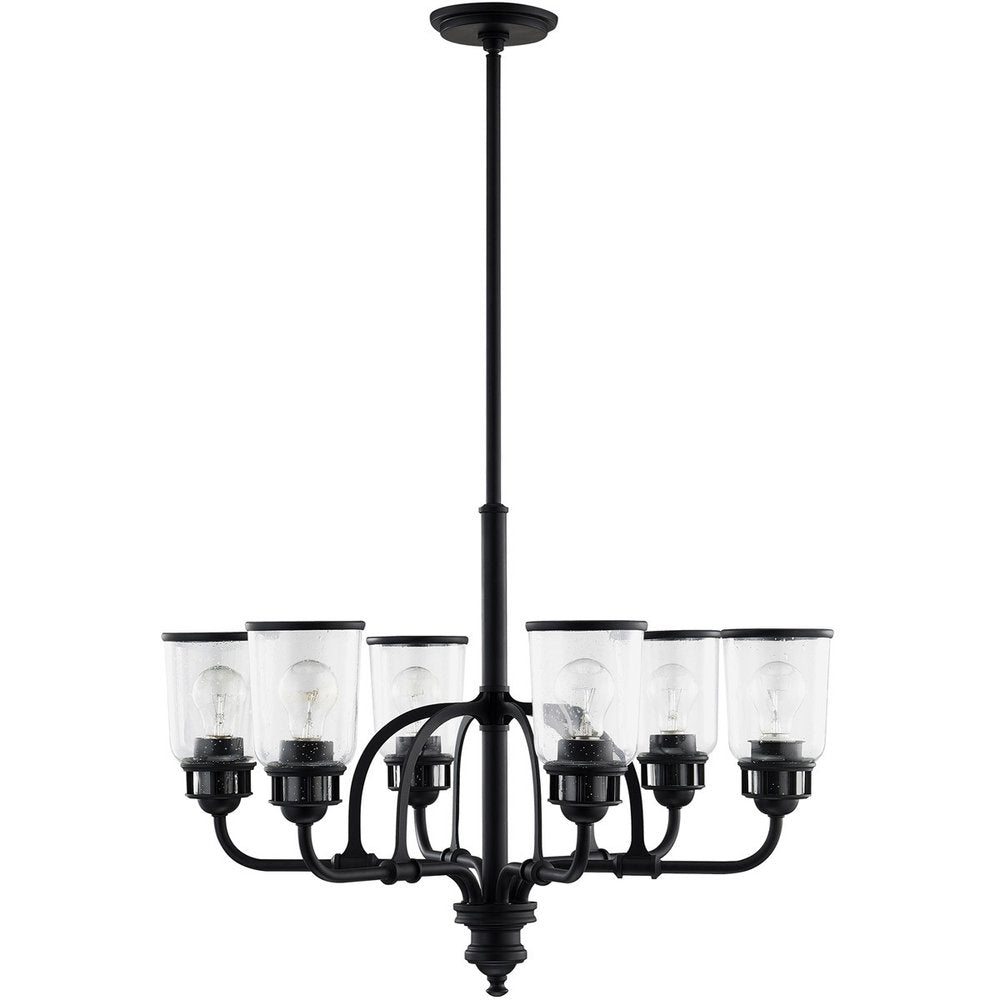 Black Six Light Metal Dimmable Chandelier With Shades HomeRoots