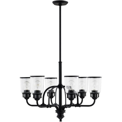 Black Six Light Metal Dimmable Chandelier With Shades HomeRoots