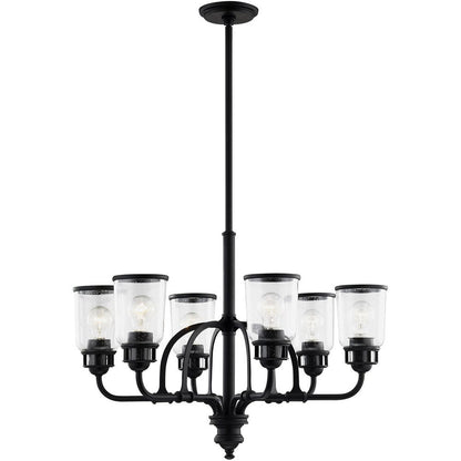 Black Six Light Metal Dimmable Chandelier With Shades HomeRoots