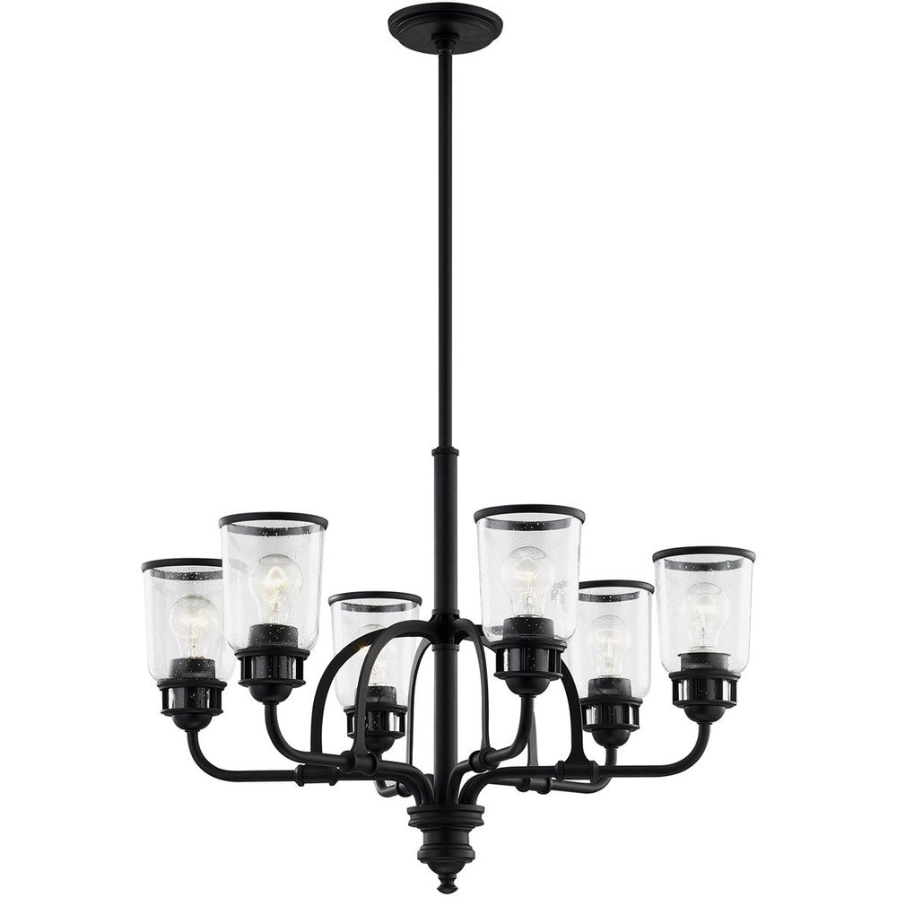 Black Six Light Metal Dimmable Chandelier With Shades HomeRoots
