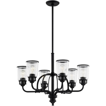 Black Six Light Metal Dimmable Chandelier With Shades HomeRoots