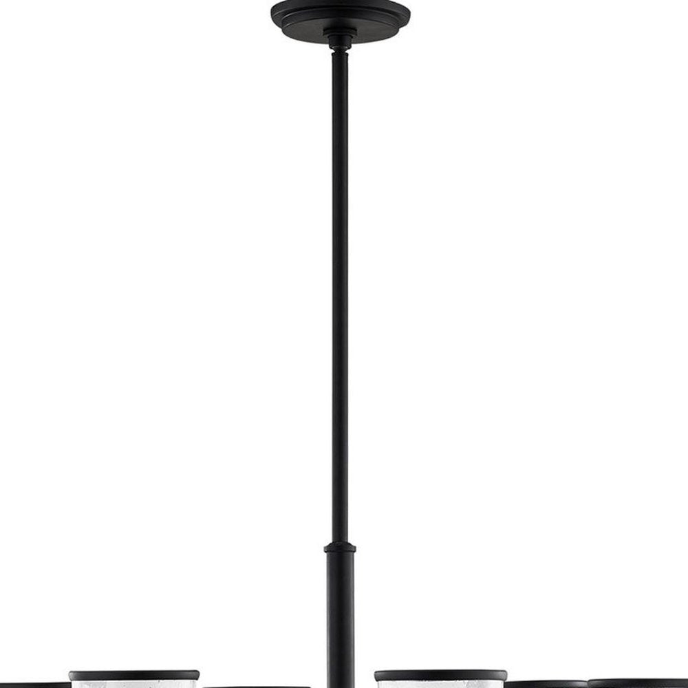 Black Six Light Metal Dimmable Chandelier With Shades HomeRoots
