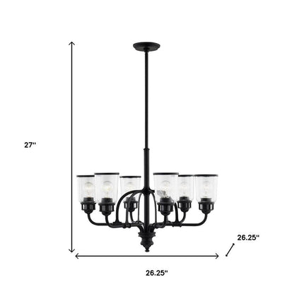 Black Six Light Metal Dimmable Chandelier With Shades HomeRoots