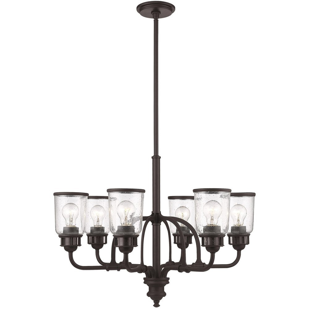 Bronze Six Light Metal Dimmable Chandelier With Shades HomeRoots