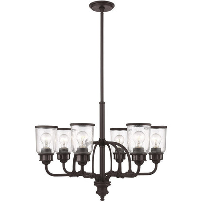 Bronze Six Light Metal Dimmable Chandelier With Shades HomeRoots