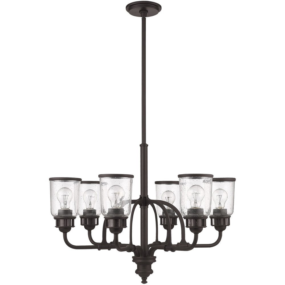 Bronze Six Light Metal Dimmable Chandelier With Shades HomeRoots