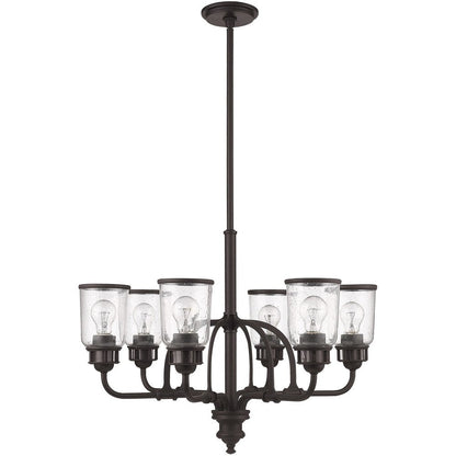 Bronze Six Light Metal Dimmable Chandelier With Shades HomeRoots