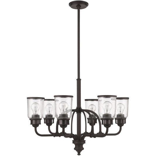 Bronze Six Light Metal Dimmable Chandelier With Shades HomeRoots