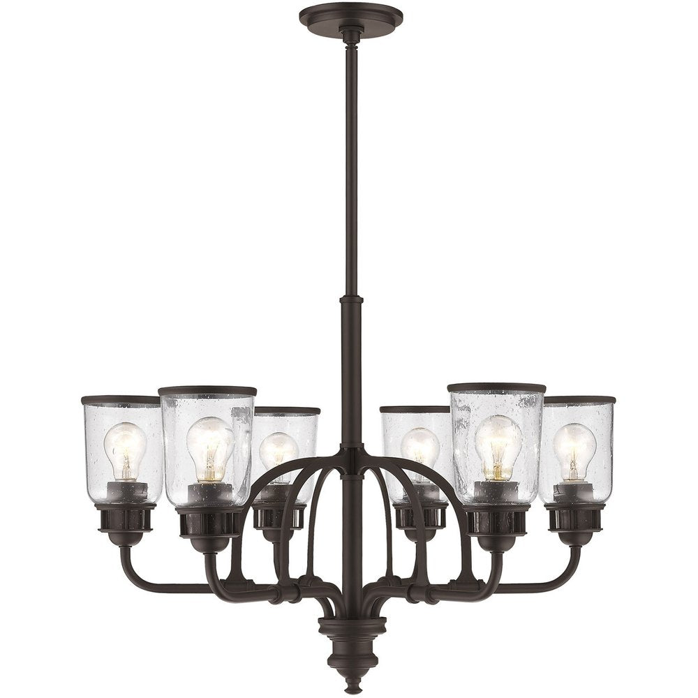 Bronze Six Light Metal Dimmable Chandelier With Shades HomeRoots
