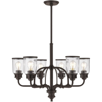 Bronze Six Light Metal Dimmable Chandelier With Shades HomeRoots
