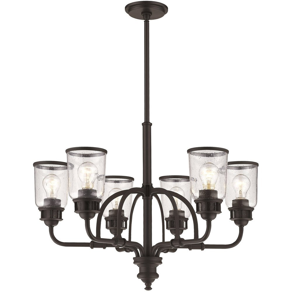 Bronze Six Light Metal Dimmable Chandelier With Shades HomeRoots