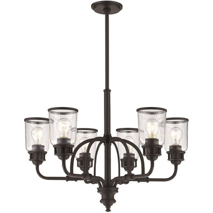 Bronze Six Light Metal Dimmable Chandelier With Shades HomeRoots