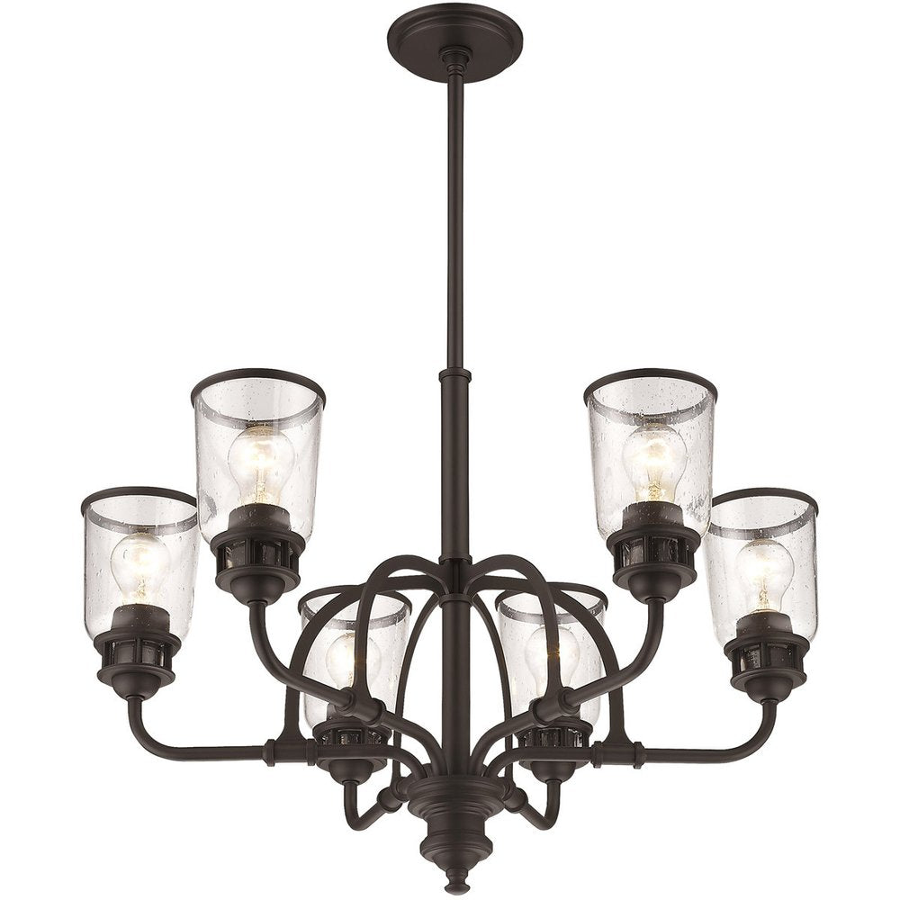 Bronze Six Light Metal Dimmable Chandelier With Shades HomeRoots