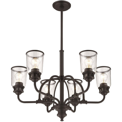 Bronze Six Light Metal Dimmable Chandelier With Shades HomeRoots