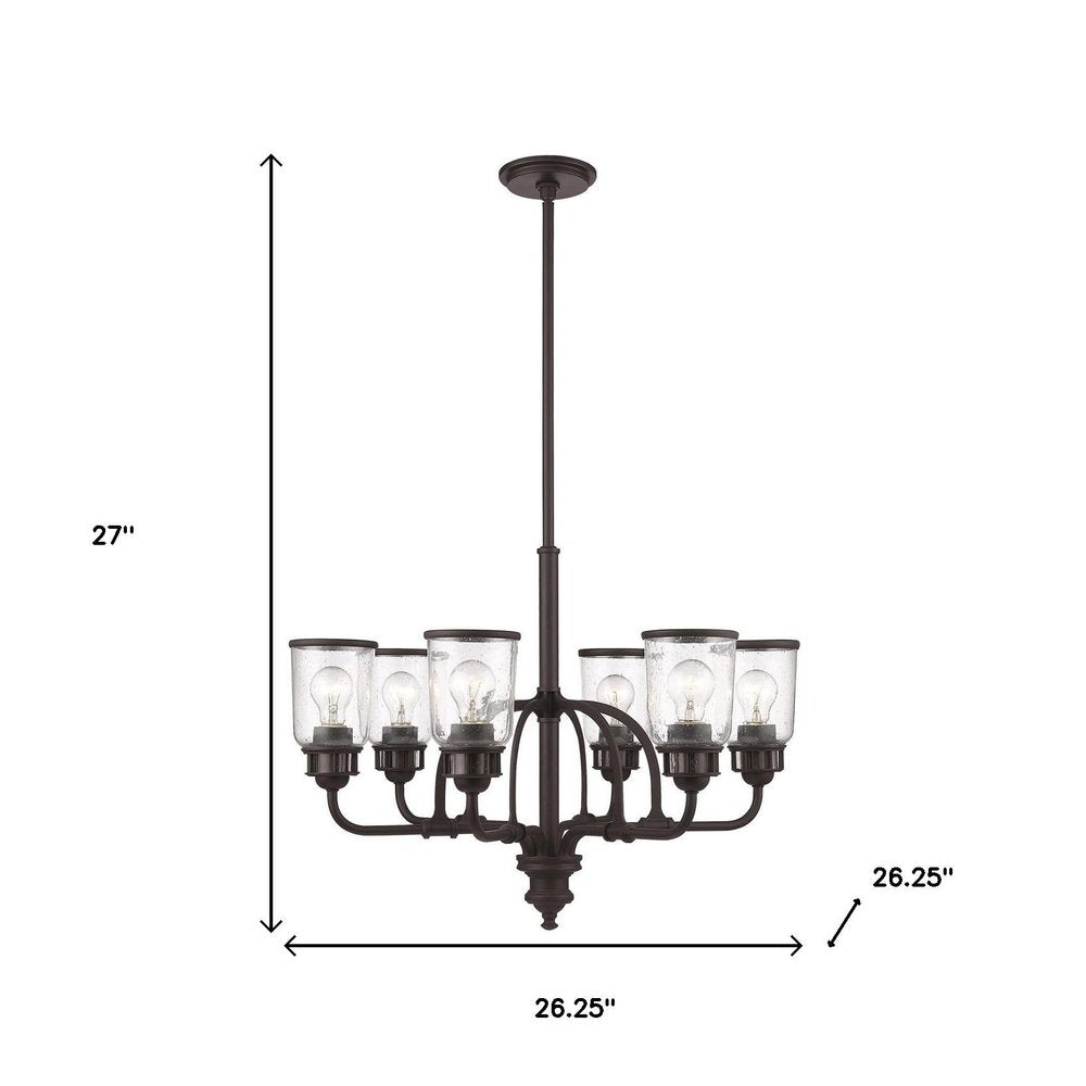 Bronze Six Light Metal Dimmable Chandelier With Shades HomeRoots